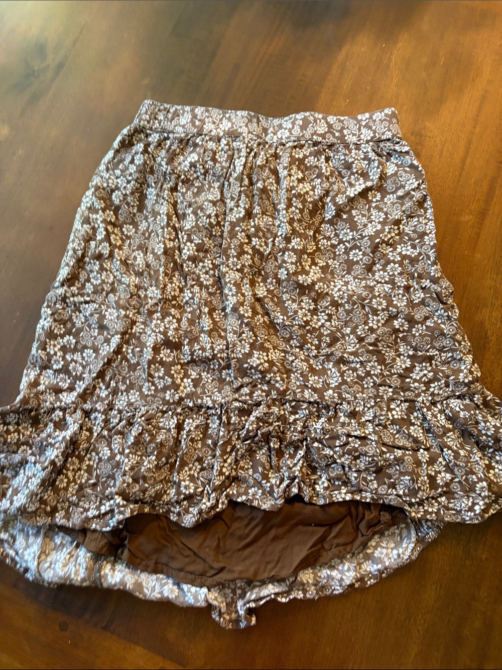 abercrombie kids Brown Floral High-Low Ruffle Skirt
